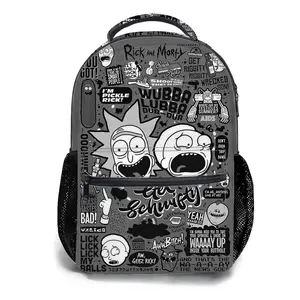 Student Schoolbag Childrens Schoolbag High Quality Schoolbag Gift For Anime Rick And Morty Graffiti Pattern Durable Polyester Fabric Lightweight Design For Students Fans Daily Use