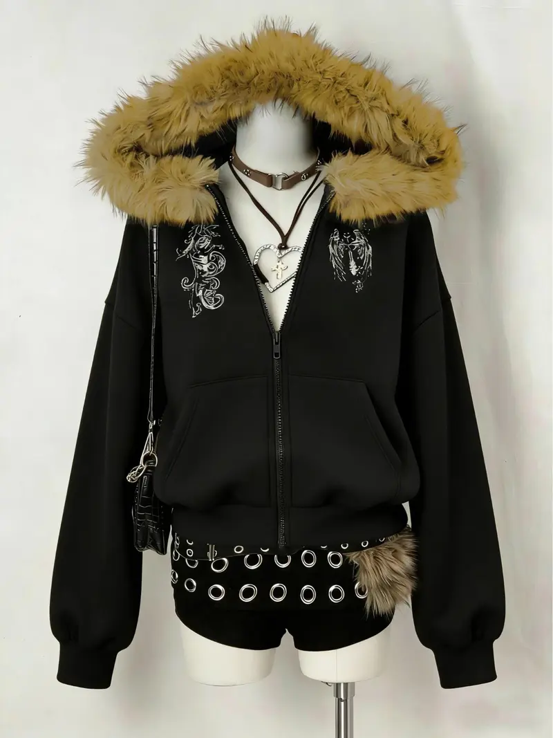 fur trim jacket y2k - TikTok Shop