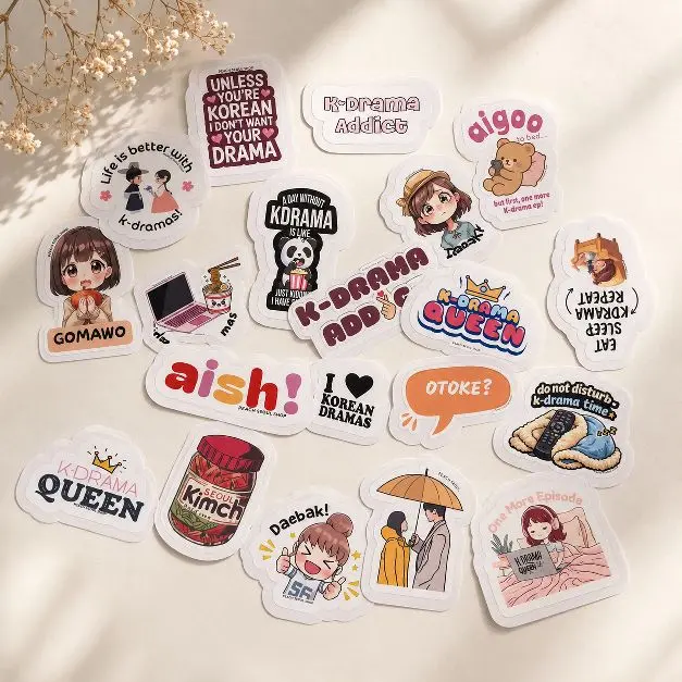K-Drama Stickers Set - Korean Drama Themes with Kimchi & Kimchi Queen - Perfect for  20 20 Korean Drama Fans stickers