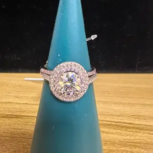 1 Carat Round Cut Sterling Silver Moissanite Ring Set - Brilliant Promise Ring Gift