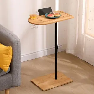 Bamboo Couch Tray Table with 360° Rotatable Phone Stand & Wine Glass Holder. Perfect for TV Dinners, Movie Snacks or Laptop Work