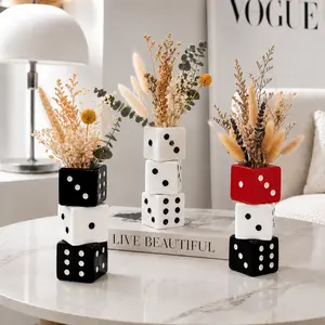 Resin Dice Vase - Unique Modern Home Decor, Contemporary Geometric Centerpiece, Stylish Tabletop Planter, Ideal Gift for Home Enthusiasts and Plant Lovers (Perfect for Living Room or Office Use)