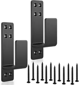 2x4 Door Barricade Brackets Heavy Duty 2 count Door Bar Holder Brackets for Home  Black