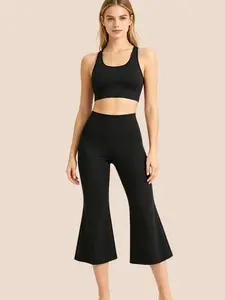 Summer New Bell Bottom Pants, High Waist Slim Fit Seven-Eighths Pants for Women, Elastic Comfortable Outerwear Casual Pants