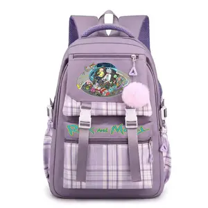 Cartoon Rick & Morty Backpack Cute Backpacks Large Capacity Portable Outdoor Travel Daypack Laptop Bag for Adult Men and Women Style-1-Purple