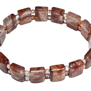 Unisex Natural Fire Quartz Crystal Bead Stretch Bangle Bracelet