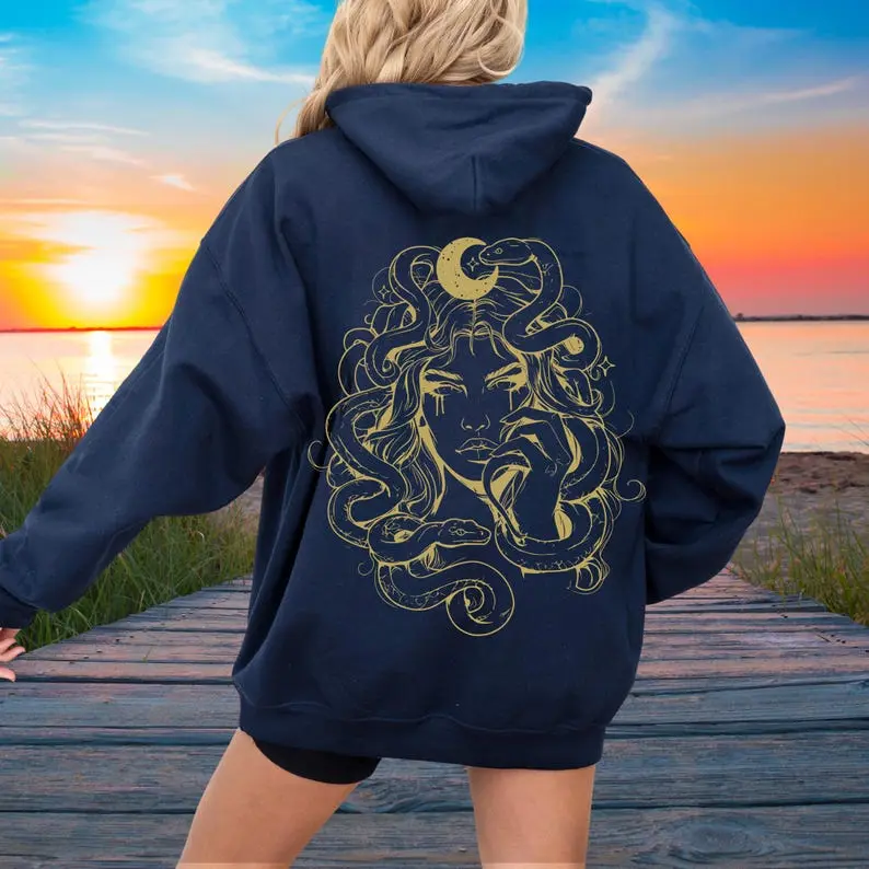 Medusa Snake Hoodie, Greek Mythology Unisex Sweatshirt, Goddess Medusa Witchy Shirt, Mythical Snake Crewneck Feminist Shirt Girl Power