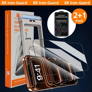 ER Iron Guard 3-Pack Screen Protector for iPhone 17/16 – 2x HD Clear + 1x Corning Camera Lens Protector, Bubble-Free, Easy Installation