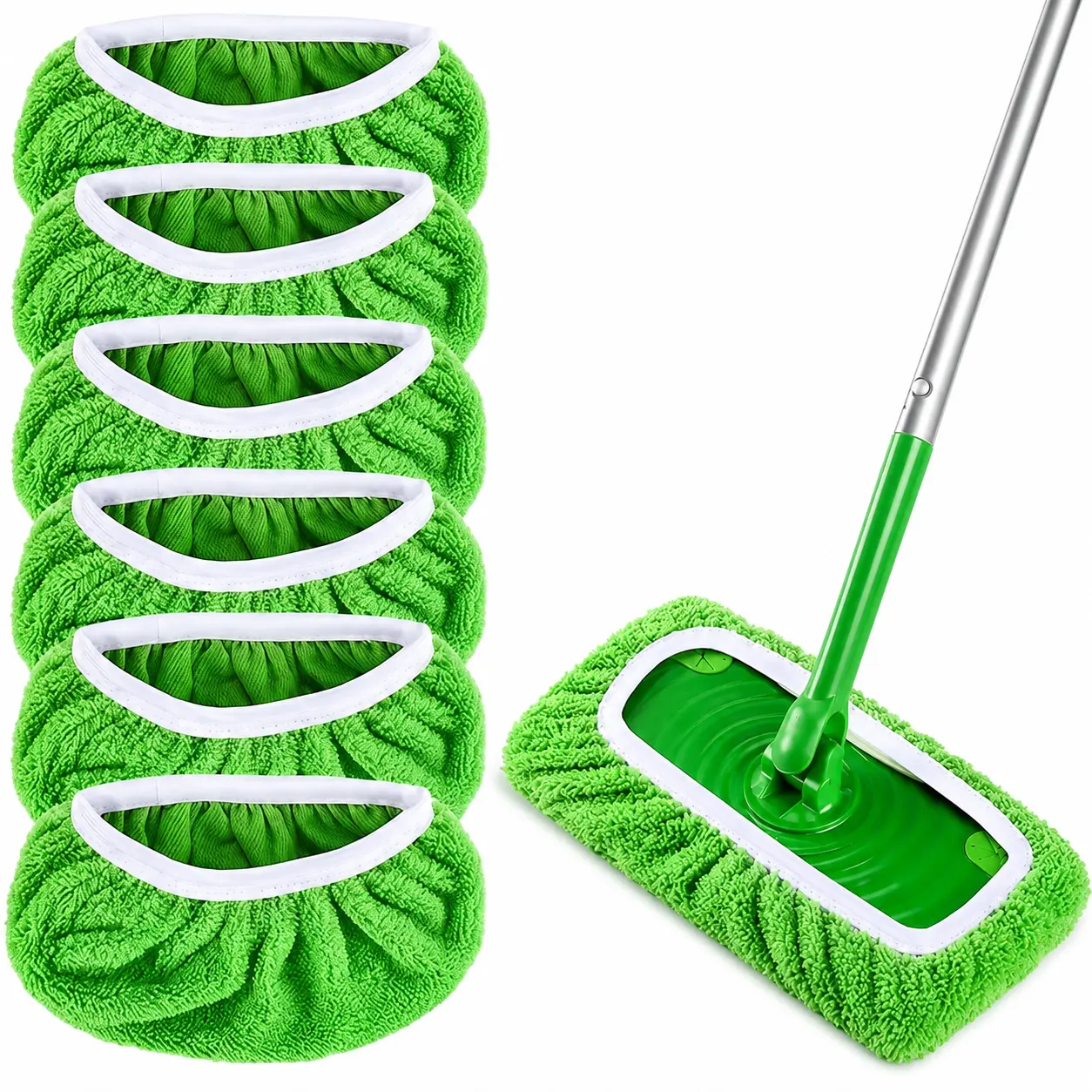 Multi-Purpose Microfiber Mop Pads Refills, Super Absorbent Reusable Spin Mop Replacement Pads, Streak-Free Floor Cleaning Cloths for Dust Dirt Removal, Fit Most Mop & Bucket Systems, 6 Pack