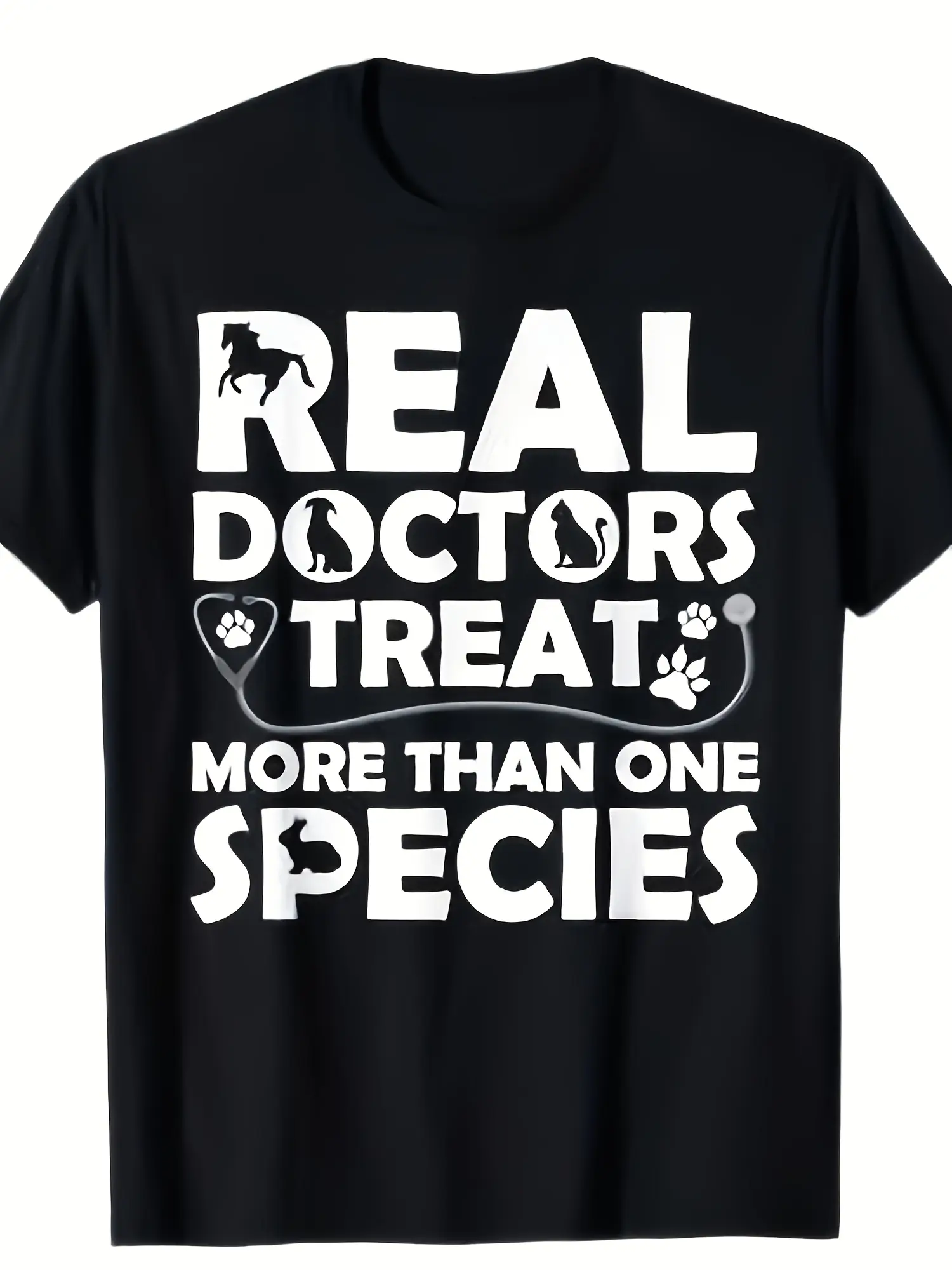 Playful Humor Veterinarian T-Shirt - REAL DOCTORS unisex soft cotton short sleeve t shirt, vintage graphic casual tee for men women teens, perfect birthday holiday gift for camping travel gym daily street  wear