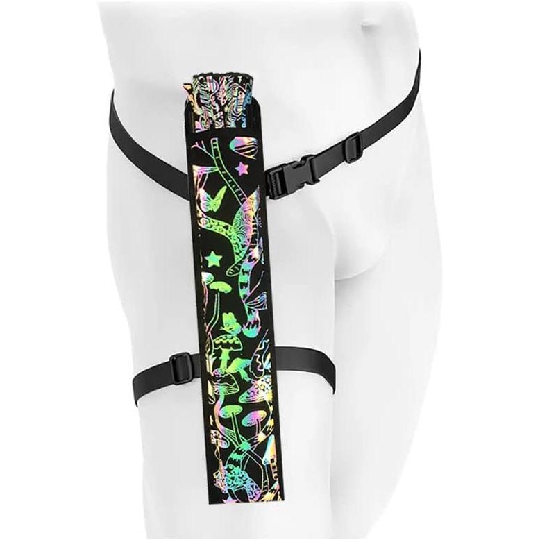 Lridescent Holographic Large Rave  Folding Clack Hand Fan With Holster for Men/Women Handheld Fan for EDM,Music Festival,Club,Freaky,Party,Dance,Performance,Decoration,