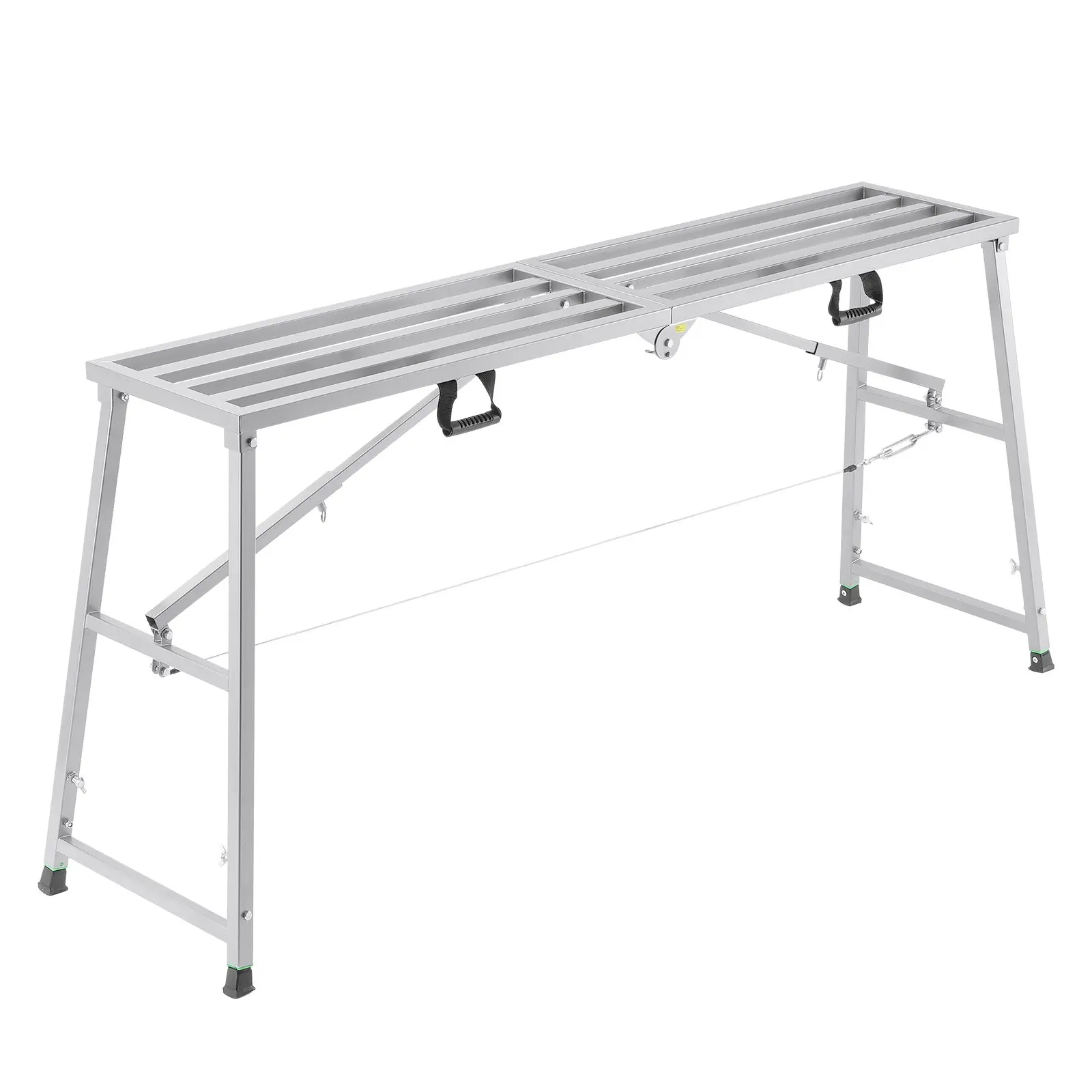 【Summerfinds】VEVOR Work Platform, 4 Gear Adjustable Height, Folding Alloy Steel Step Ladder, Portable Scaffolding Platform, 880 lb Load Capacity, Non-Slip Rubber Feet, Drywall Painting Stool, Cleaning & Washing