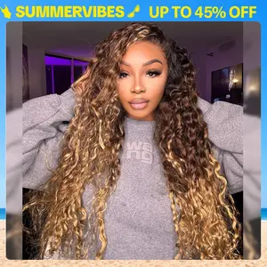 STERLY 200% Density 13x6 Lace Ombre Deep Wave Frontal Human Hair Wig Smooth HD Transparent Lace Front Wig 250% Density #P4/27 Highlight Deep Wave Wig #4 Chocolate Brown Wig #Summervibes #tiktokshopmemorialday