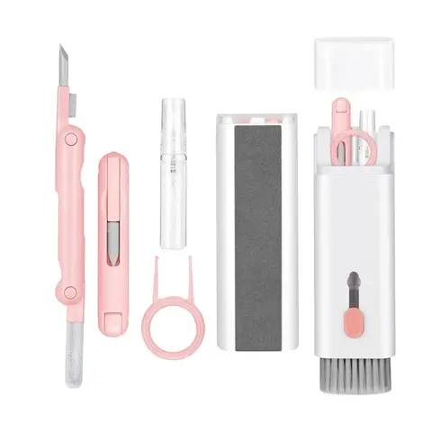 7-Piece Electronic Cleaning Kit (7-in-1) - High-Density Nylon Bristles, Easy Key Removal Key Puller, Screen Cloth, Suede LCD Wipe for Deep Clean of Smartphones, Laptops