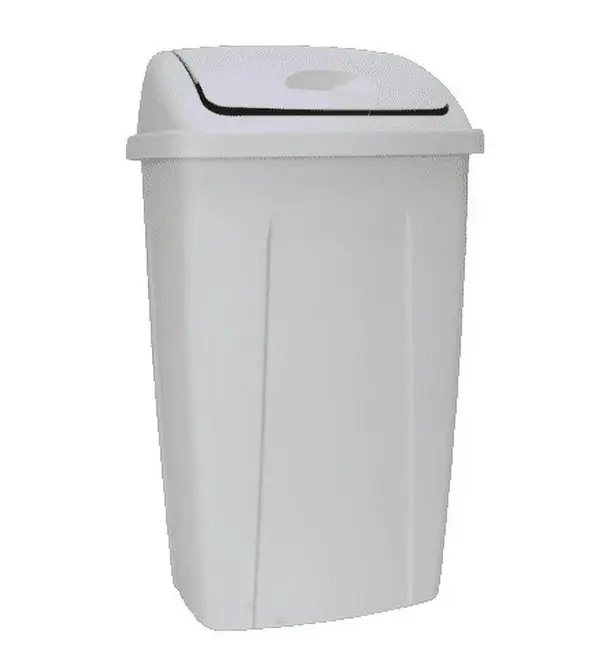 Mainstays 13 Gallon Plastic Swing Top Garbage Bin Gray Kitchen Trash Can with 13 gal Capacity
