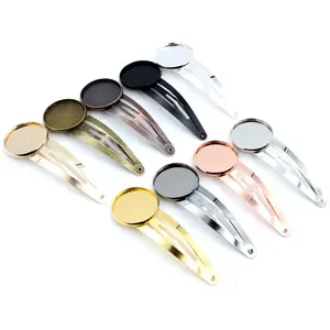 12mm 20mm 10pcs  Rhodium Silver Plated Bronze Black Copper Material Hairpin Hair Clips Base Setting Cabochon Cameo