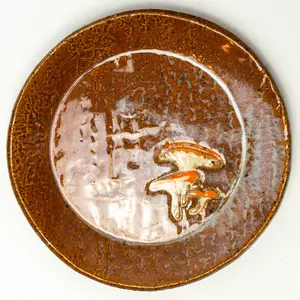 Jack-O'-Lantern Mushroom Brown Circle Trinket Dish