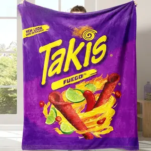 Takis Fuego Flannel Throw Blanket, 1 Count Soft Winter Blanket, Warm Nap Blanket for Home Office, Travel & Camping, Flannel Blankets, Food Themed Blanket, Thickened Flannel Blanket, Soft Cozy Blanket