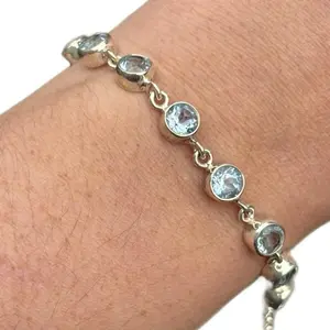 Sterling Silver Faceted Blue Topaz Bracelet