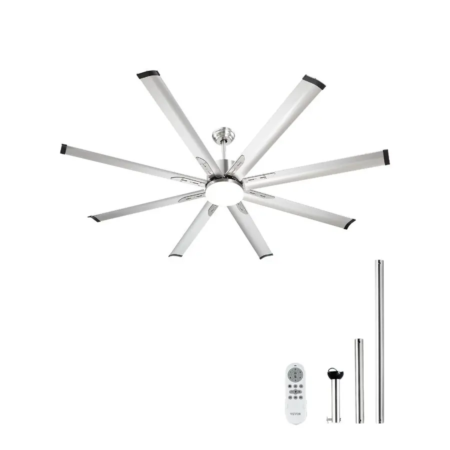 【DealsForYouDays】 VEVOR 72 In Ceiling Fan with Light, 6-Speed Remote Control, Dimmable 3-Color Temperature, Reversible DC Motor, Low Profile Flush Mount Fan for Bedroom, Living Room, Indoor/Outdoor Use, Brushed Nickel