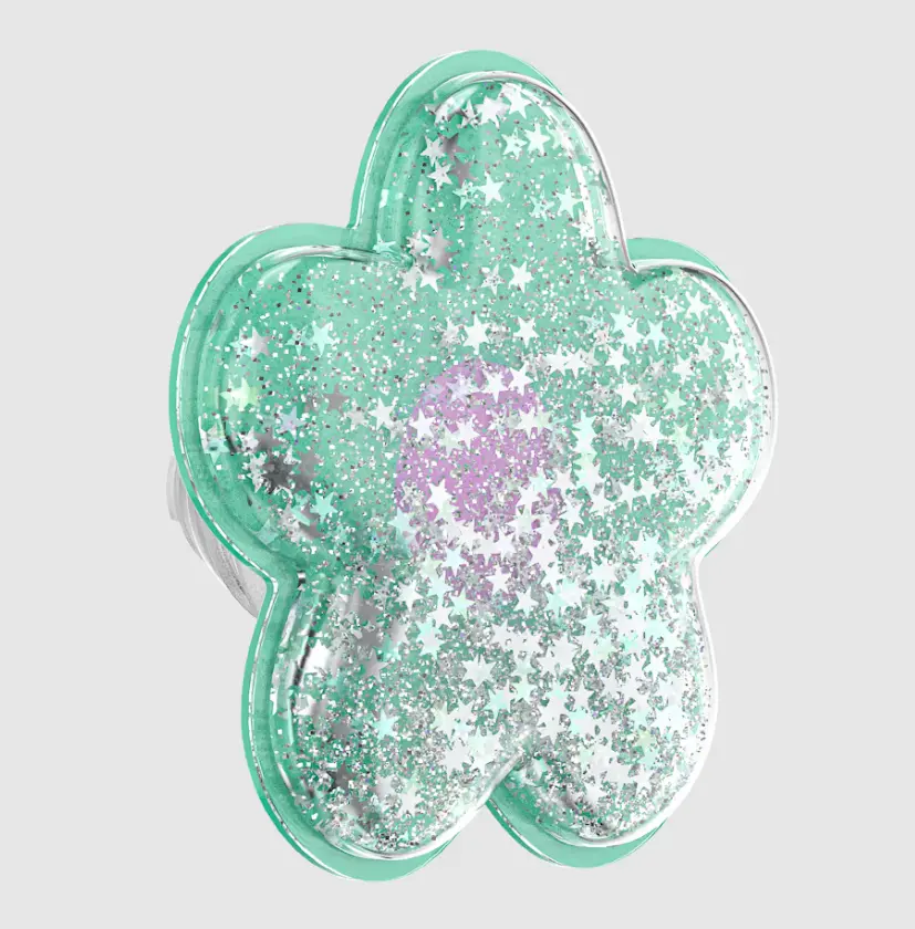 Popsockets Squishy Star-Daisy Turquoise Plastic PopTop Cellphone Grip & Ring Holder, Smartphone Mobile Accessory