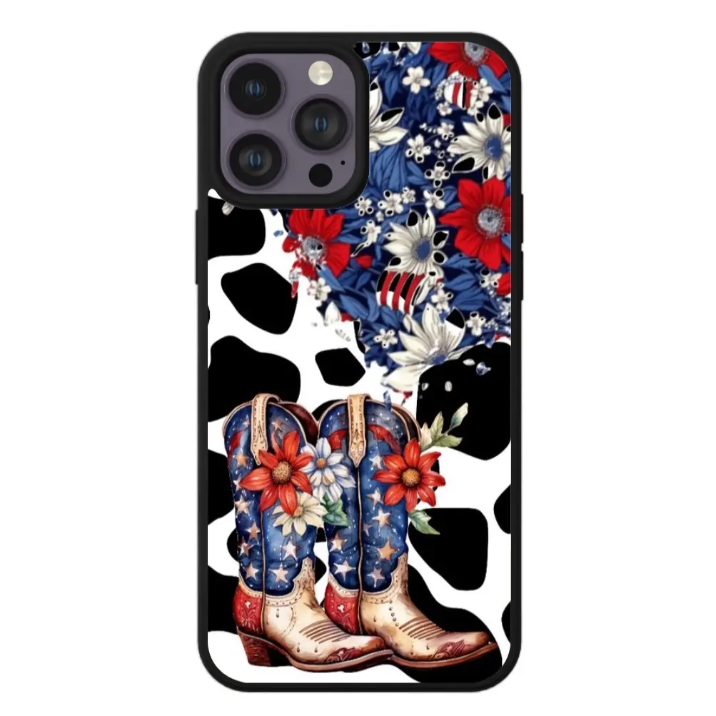 Red White and Blue Cowgirl Boots Phone Case  Accessories Durable Shockproof
