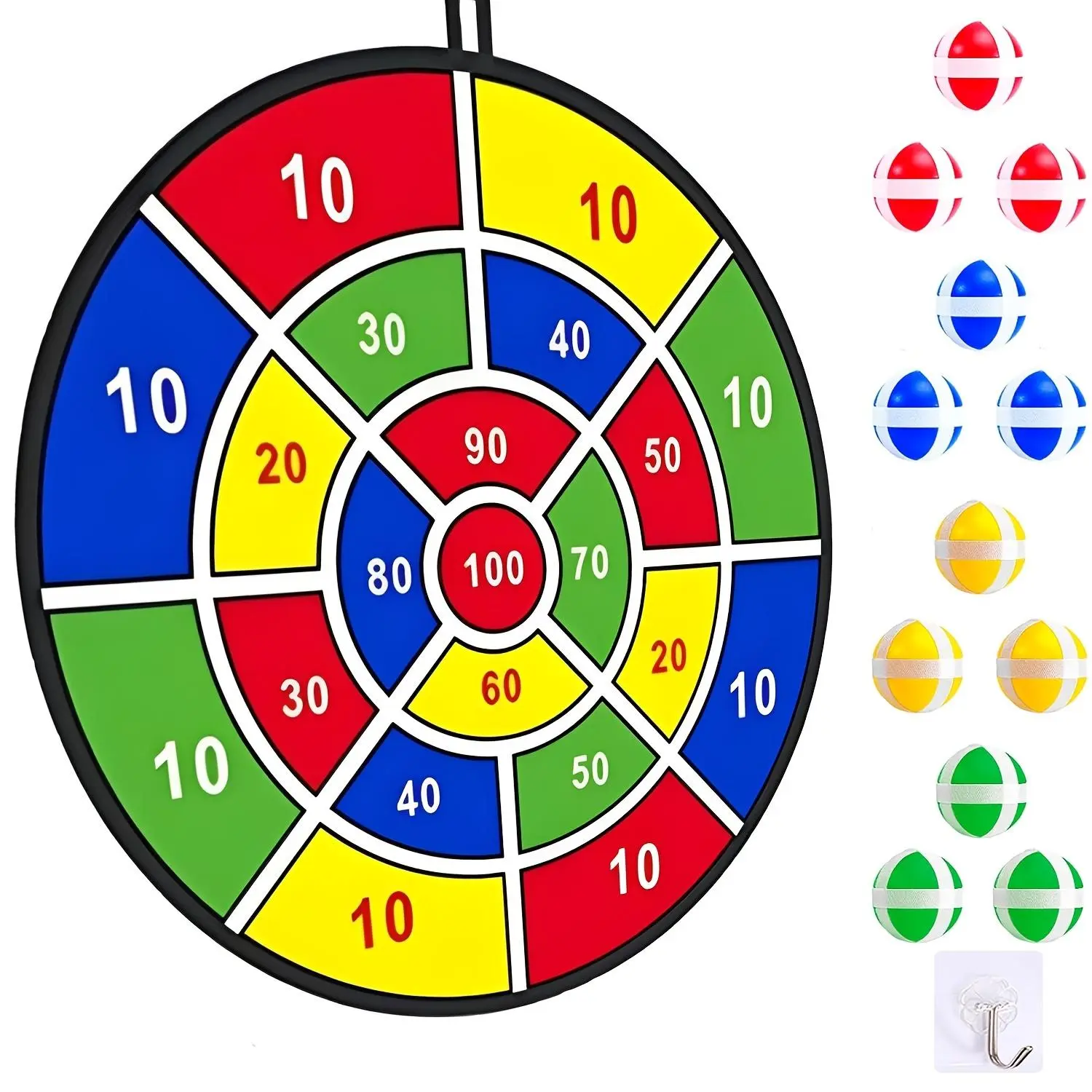 Dart Board Game, 1 Set 14 Inch Dartboard with 12pcs Sticky Balls, Darts Sets, Indoor & Outdoor Fun Party Game, Darts Gear, Perfect Birthday Gift