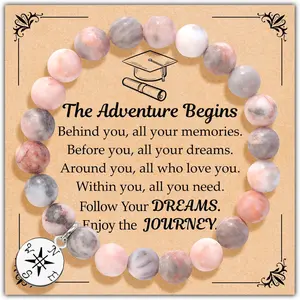 2025 Graduation Gifts for Her, High School College Graduation Gifts for Women, Inspirational Compass/Heart Graduation Bracelets with  Message Card for Women Daughter Sister Friends