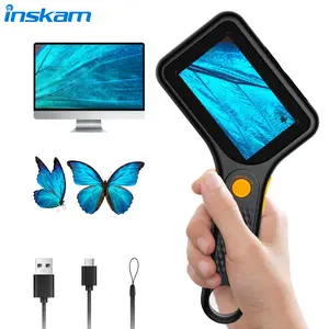 INSKAM 2025 Upgraded Children's and Adult Microscope - 3-inch IPS Screen, Handheld Pocket USB Microscope, 500x Handheld Coin Magnifier, 8 Adjustable LED Lights,200w Pixels,  Rechargeable Battery, Compatible with Windows, Mac OS
