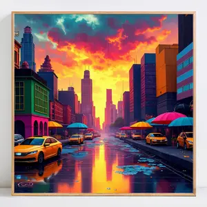 DIY Landscape 5D Diamond Painting Kit, Sunset Design Wall Art Decoration, Complete Set with Tools Included, No Frame Required