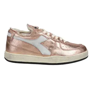 diadora Womens Mi Basket Row Cut Metallic Used Lace Up Sneakers Shoes Casual - Pink