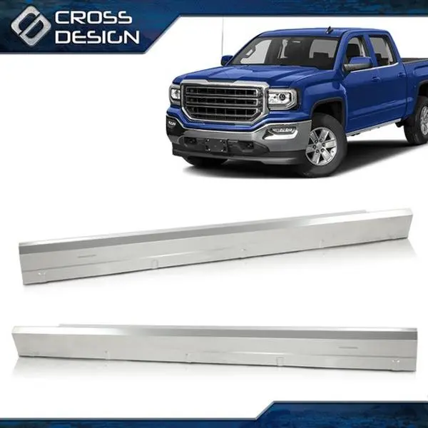 CROSSDESIGN Rocker Panels Replacement Body Kit - 2PCS Automotive Exterior Chrome Trim for 2014-2018 Chevy Silverado GMC Sierra Extended Cab 4-Door Car Parts & Accessories, Body Kit Accessories