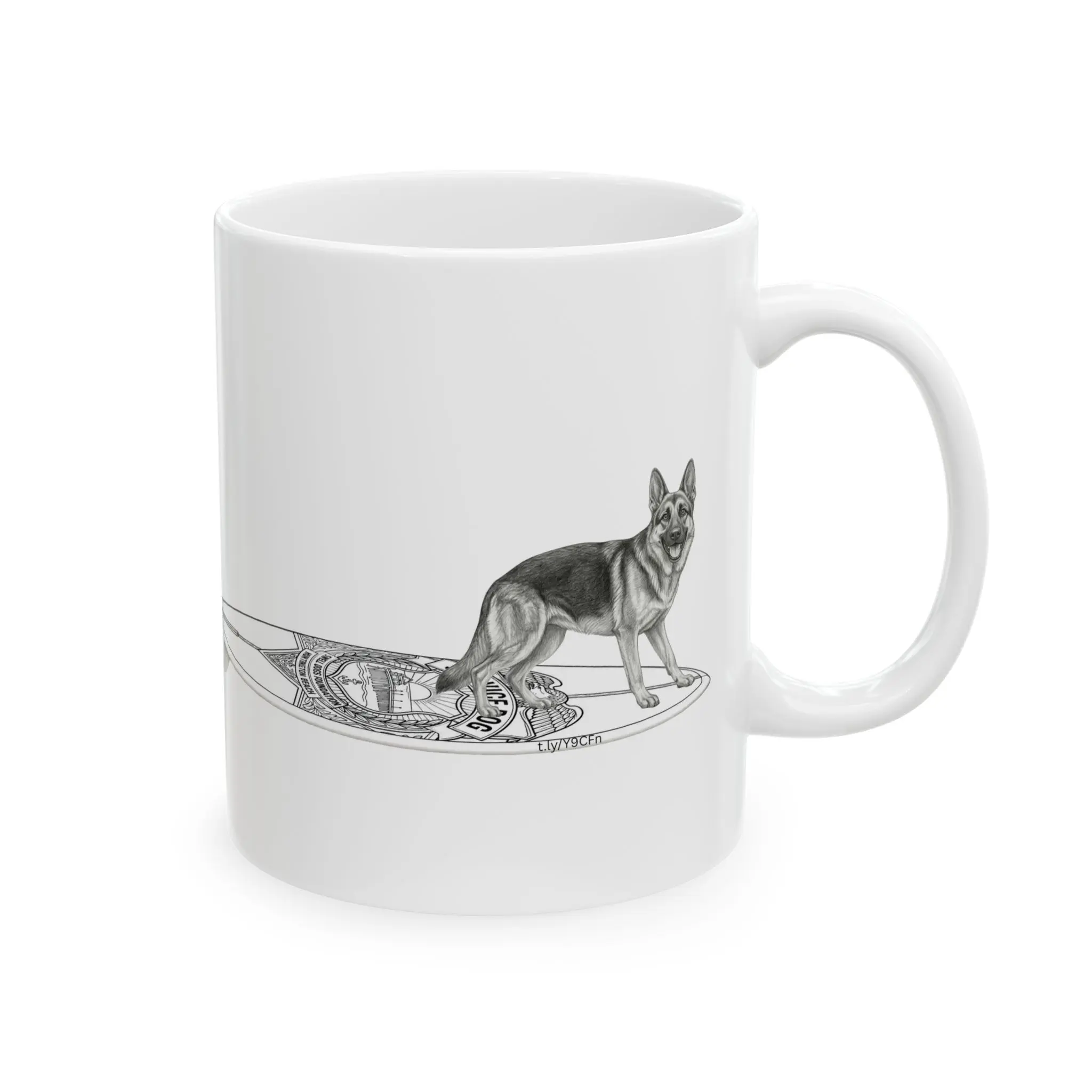 German Shepherd Service Dog Surfboard 11oz Coffee Mug