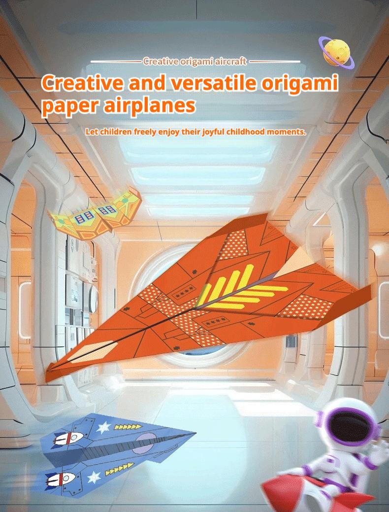 DIY Paper Airplane Book, 16 Creative Folding Paper Planes with 32 Sheets of Colorful Origami Paper, Arts & Crafts Kit with Video Tutorials – Gifts for Boys and Girls Ages 6–12+ 10.3*8.1 inches