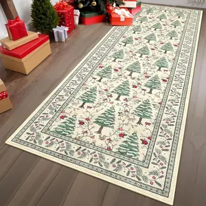 Christmas tree pattern carpet, bedside carpet, Christmas decorative floor mat, soft and comfortable area carpet, Christmas home decoration, Christmas gifts suitable for corridor area, living room bedroom bedside, kitchen, laundry room, Home Decorative Rug