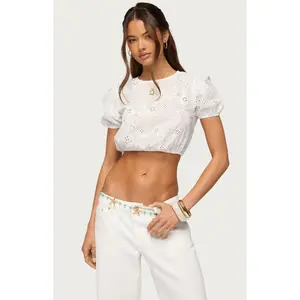 Edikted Women's Vessey Eyelet Bubble Top