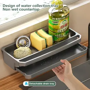 Self-Draining Kitchen Sink Organizer Slanted Drain Rack (Silvery Gray)