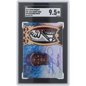 Sammy Sosa Chicago Cubs Autographed 2022 Topps Dynasty Black Autograph National League Logo 3 Color Relic #DAP-SS03 #4/5 SGC Authenticated 9.5 Card - Fanatics Authentic Certified