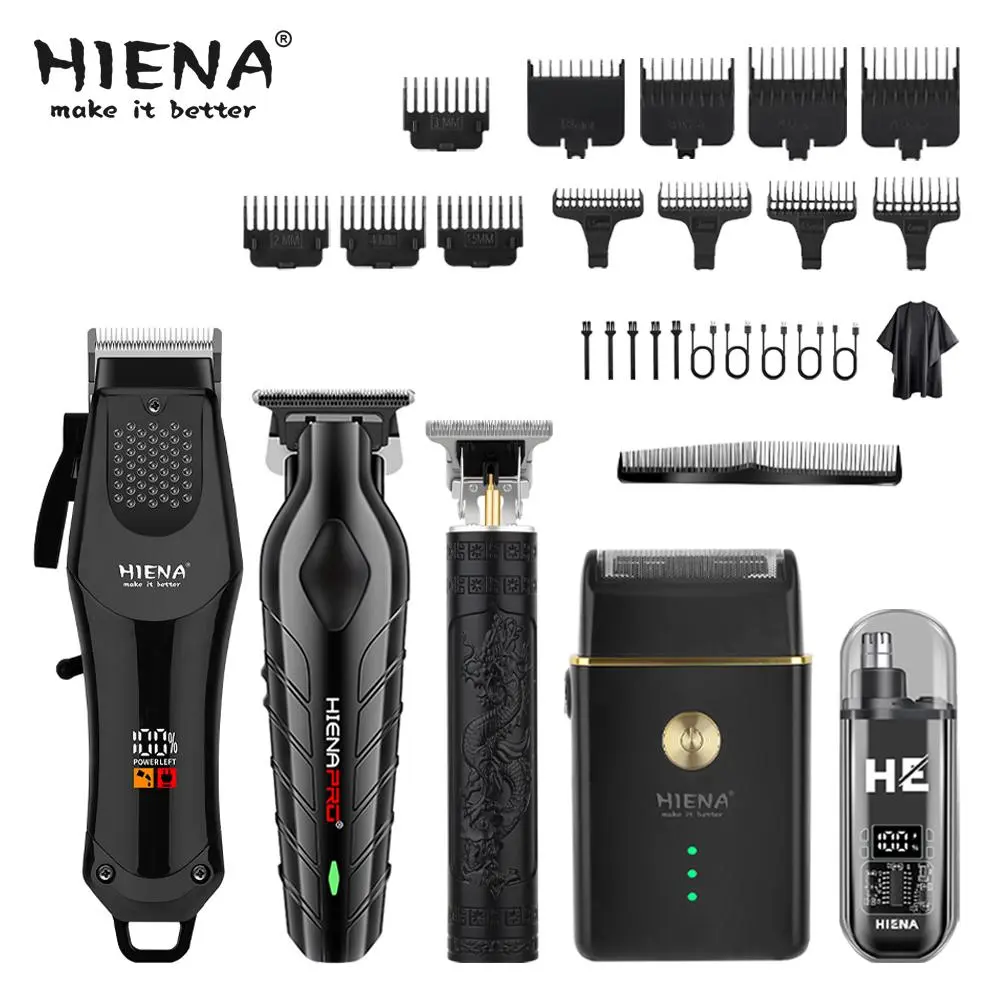 5-piece men's electric hair clipper set, smart LED display haircut kit | USB fast charging | precision comb teeth for millimeter-level professional trimming
