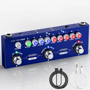 Bass Multi Effects Pedal, Guiter Peda with IR Loading 9 AMP Models, Delay Reverb Chorus Distortion Overdrive, Multi Effects Processor for Bass,  5.0,Recording, Built-in