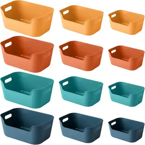 12-Pack Mixed Plastic Storage Bins and Baskets for Efficient Home Classroom Organization - Small Containers in Multiple Colors for Kitchen, Cupboard Box, Bathroom Organizer on Shelves and Tubs