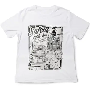 Salem Book Club Shirt, Bookish Halloween Tee, Spooky Book Lover Shirt, Salem Witches, Spooky Season Ghost Skeleton Shirt Thriller Reader, Salem T-Shirt Spooky, Halloween Bookish, Spooky Bookish, Halloween Book Club, Shirt, T-shirt Cotton Menswear  Tshirt