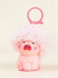 Wood Carving Resin Keychain, Frog Pig Dog Bear Shapes, Beaded Decoration, Macaron Cute Cartoon Animal Keyring, Multifunctional Bag Accessory