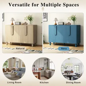 [SOIYELIFE] 4-Door Buffet Cabinet with Storage, Wood Sideboard Cabinet with Unique Arc Handles and Adjustable Shelves for Dining Room, Kitchen, and Living Room (Natural) Unique furniture Small Modular Storage Cabinet