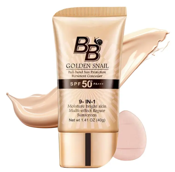 BB Cream Tinted Moisturizer With SPF 50, 9 in 1 BB Cream Sunscreen Protection Concealer, Foundation Full Coverage Tinted Moissturizer for All Skin, Oil-Free, Light (#01 Natural color, with 1 puff)