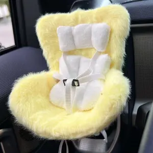 Labubu Car Seat for Dolls with Soft Furry Cushion, Air Vent Clip, Cute and Functional Car Ornament for Labubu Fans and Doll Collectors