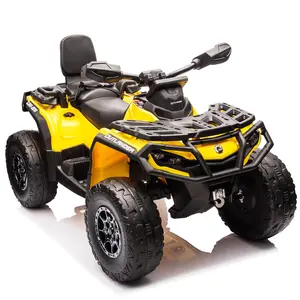 GARVEE 12V Electric ATV 4 Wheeler Ride On Toy Car with Ride On Wheels, 2-Seater Spacious Seat, 2 Speeds, LED Lights, Spring Suspension, Bluetooth, for Ages 3+ (Yellow)