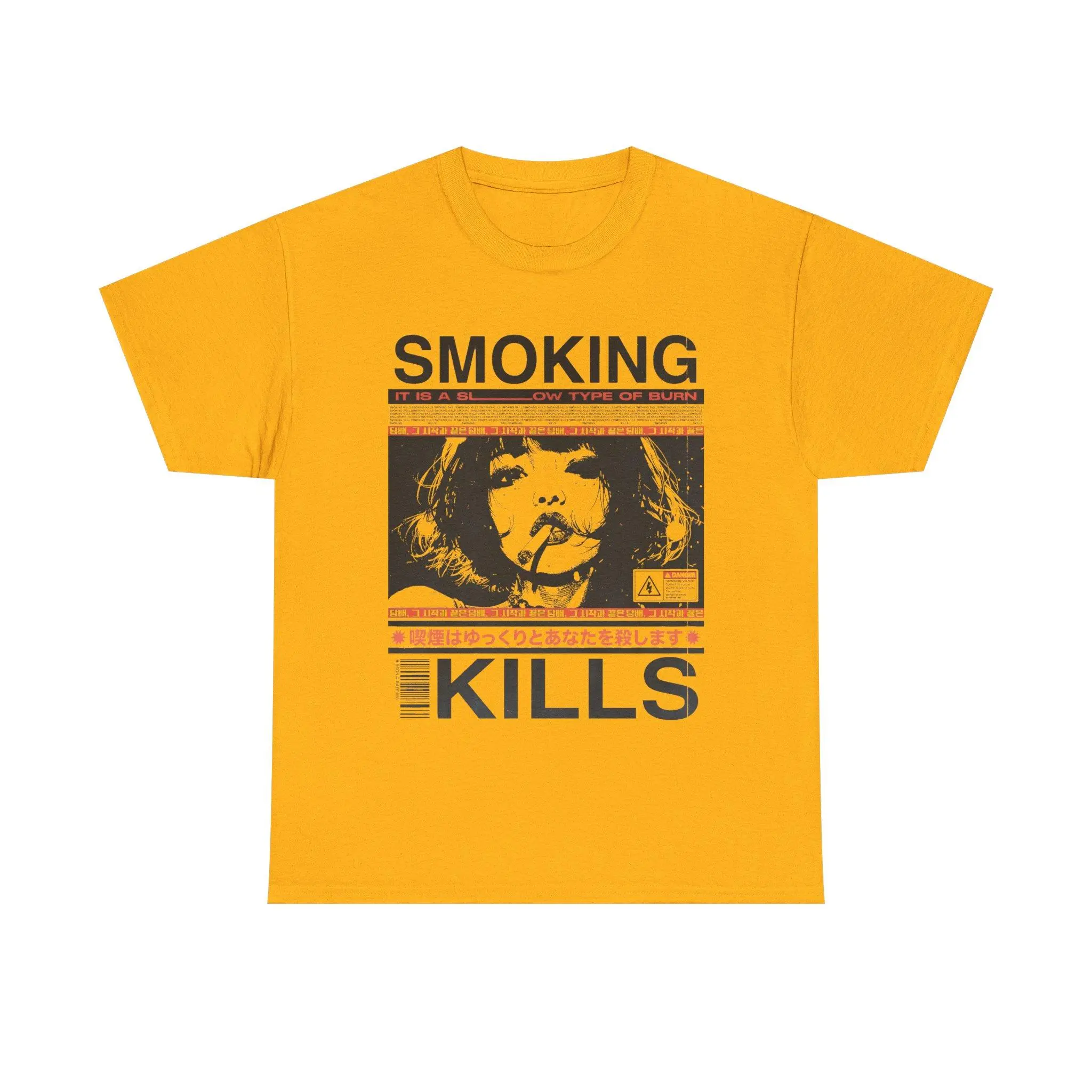 Smoking Kills Retro Manga Style Graphic T-Shirt, Cotton Tee