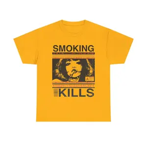 Smoking Kills Retro Manga Style Graphic T-Shirt, Cotton Tee