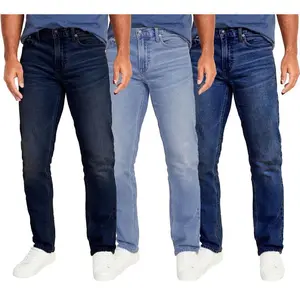Men's3-PackFlexStretchStraight5PocketsDenimFabricMensweardesignerStreetwearCasualStretchy(Raincoats)